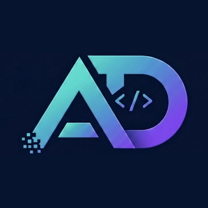 AMNDAR monogram: the letters AD with code brackets.